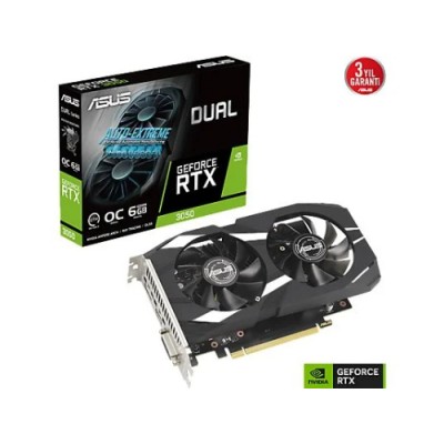 ASUS Dual RTX3050 O6G 6GB GDDR6 96bit OC 1537MHz Ekran Kartı