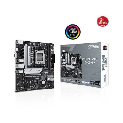 ASUS Prime B650M-K AMD B650 AM5 DDR5 6400 DP VGA 2x M2 USB3.2 Aura RGB 2.5Gbit LAN mATX 96GB a KA Anakart
