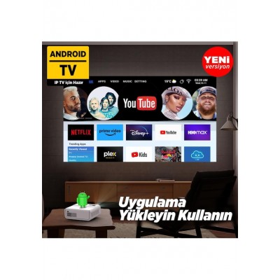 Vankyo Sunspark 500w Android Tv 1080p Destekli Projeksiyon Cihazı 5g Wi-fi 5.1 Bluetooth 240 Inç Yansıtma