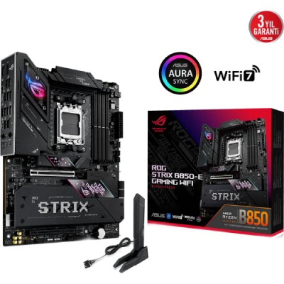 ASUS Rog Strix B850-E Gaming WiFi AMD B850 AM5 DDR5 6400 DP HDMI 3X M2 USB3.2 WiFi 6E BT Aura RGB Anakart