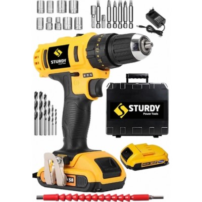 Sturdy 58V 6Ah Lıon Çift Akülü EXPRESS SERİ Darbeli Turbo Şarjlı Matkap 27 Parça Uç Setli