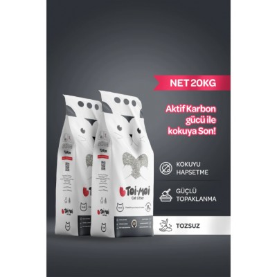 Toi Moi 2’li Avantajlı Paket - Aktif Karbonlu Sodyum Bentonit Kedi Kumu 2X10 Kg (20 Kg)