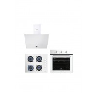 Kumtel B66-S2 MT - KO-40TAHDF - DA6-830 Dizayn Beyaz Cam Ankastre Set