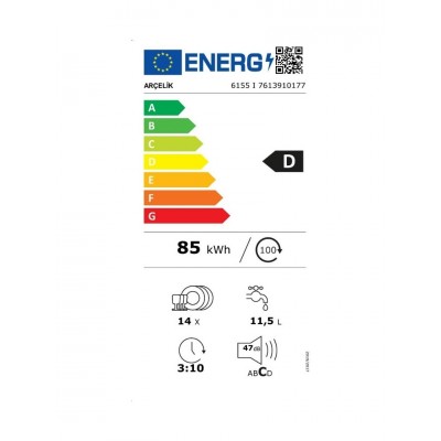 Arçelik 6155 I 5 Programlı Bulaşık Makinesi