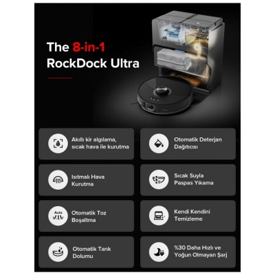 Roborock S8 Maxv Ultra Akıllı Robot Süpürge Siyah
