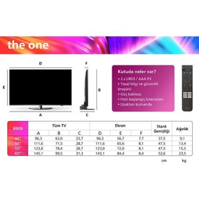 PHILIPS 50PUS8909 50 inç 126 Ekran Uydu Alıcılı Smart 4K UHD Dolby Vision Dolby Atmos Titan OS Ambilight TV